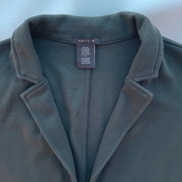 Matty M Dark Sage The Knit Boyfriend Stretch Blazer ~ Women's Large - Picture 4 of 6